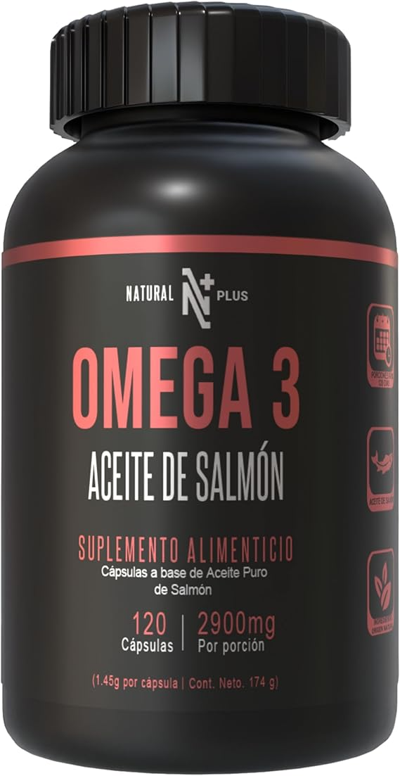 Omega 3 Aceite Puro de Salmón 120 Cápsulas de 2,900 mg por Porción. Alta concent