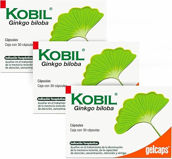 GELCAPS Kobil Ginkgo Biloba 40mg Con 30 Cápsulas Gelcaps - 3 Pack