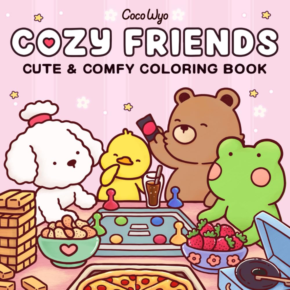 Libro- Cozy Friends: Coloring Book for Adults and Teens Featuring Super Cute Ani