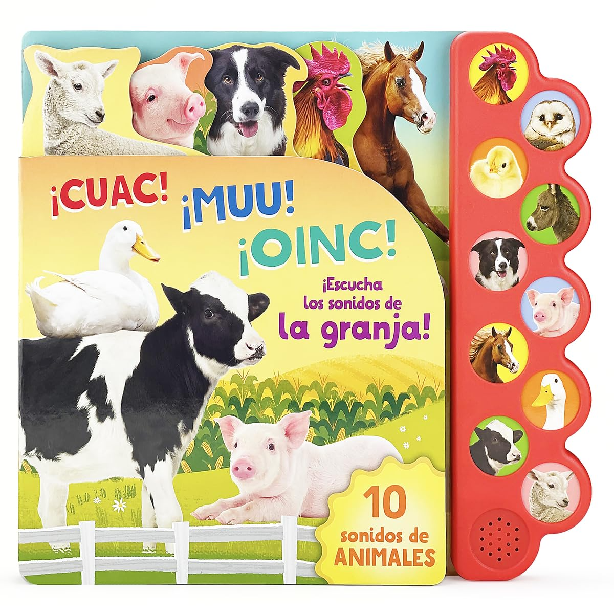 Libro infantil con 10 Sonidos de animales de la Granja / ¡Cuac Muu Oinc! con bot