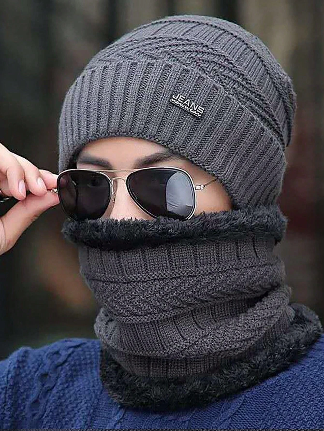 Gorro y bufanda para el cuello termico GRIS