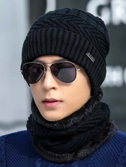 gorro y bufanda para el cuello termico NEGRO