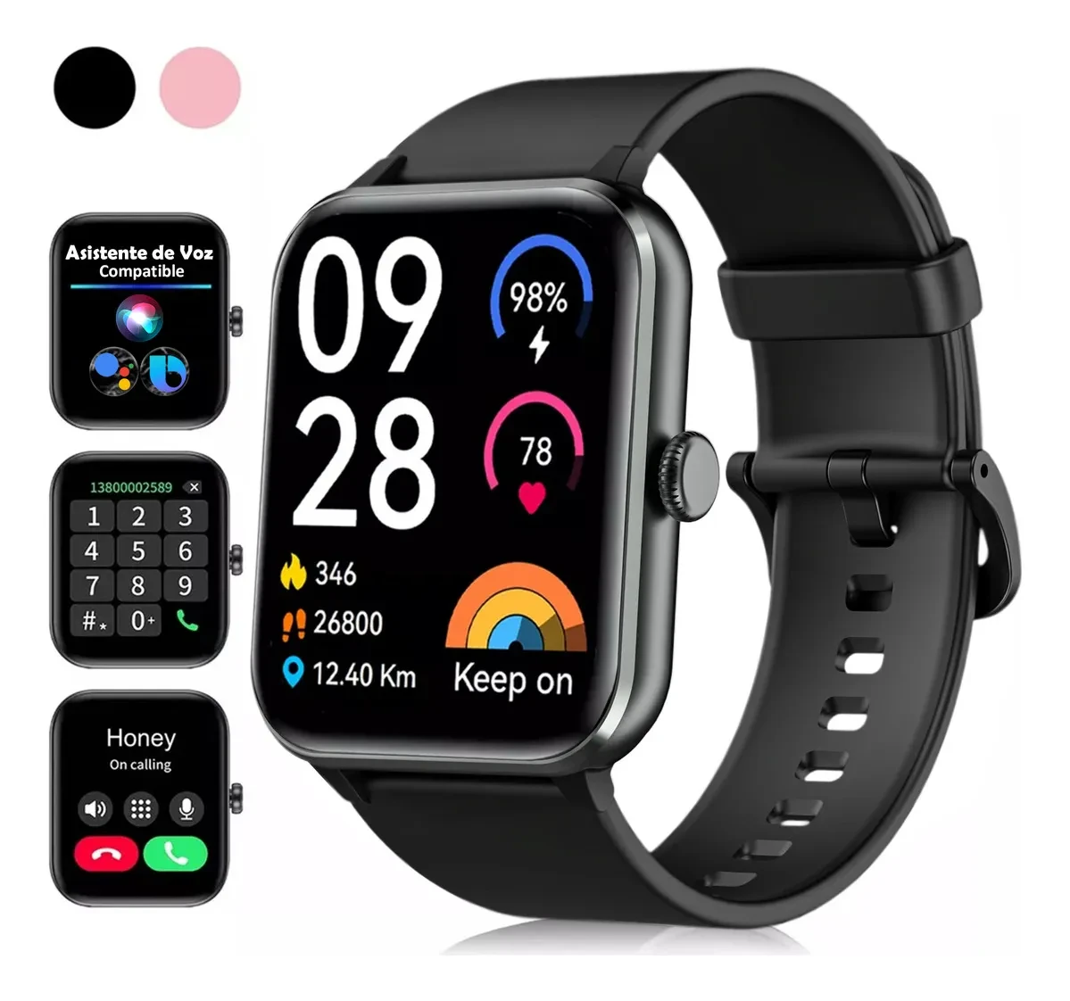 Reloj Smartwatch Deportivo Salud Iowodo BVR50 negro