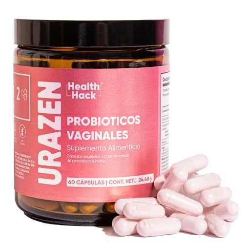 Health Hack Urazen Probióticos para Mujer | Flora Íntima y pH | Con Mezcla de Lactobacillus y Prebióticos | Suplemento Premium Libre de Aditivos | 60 Cápsulas Veganas