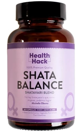 Health Hack Shata Balance | Apoyo Holístico y Natural para Bienestar Hormonal Femenino | Con Shatavari, Maca, Diindolilmetano, Vitaminas E y D, Curcuma y Pimienta Negra | Adaptógeno para Mujer