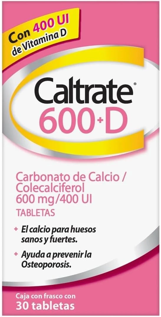 Caltrate Suplemento de Calcio 600 +D 600mg / 400 UI Frasco con 30 tabletas