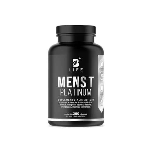 B Life | Fórmula Avanzada Platinum para Hombre | 260 Cápsulas 4000 mg por porción. Fenogreco, Creatina, Aminoácidos, Vitaminas y Minerales. Ingredientes naturales. Mens T Platinum.