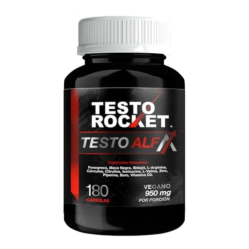 TESTO ALFA | Vitaminas para hombre | Precursor | 12 en 1 con Fenogreco, Maca negra, Shilajit, L Arginina, Isoleucina y más | Multivitaminico hombre Vegano | 180 Cápsulas Premium