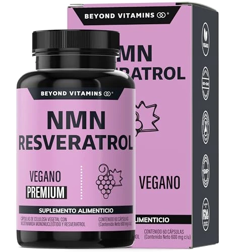 NMN + Resveratrol 99% + Betaína HCL + Quercetina Extracto | Beyond Vitamins | Producción de NAD+ | VCaps Cápsulas de tecnología Vegana | Premium Blend para 2 meses, 60 cápsulas