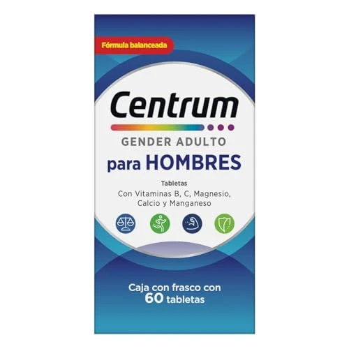 Centrum Gender Adulto Hombre Multivitamínico, Con Magnesio, Vitamina B y Vitamina C, 60 Tabletas
