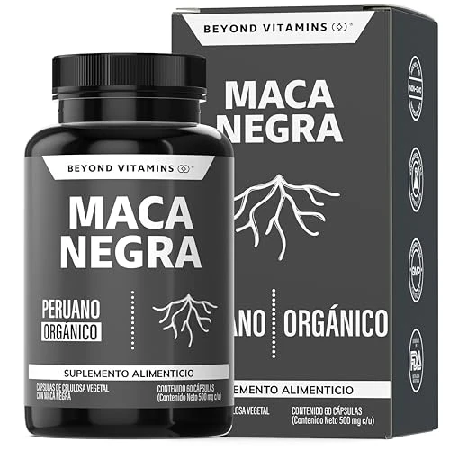 Maca Negra | 1000 mg de Maca Negra Peruana Orgánica por cápsula | Sin Azúcar - Suplemento Alimenticio Vegano - Ingredientes NON GMO (60 Cápsulas)
