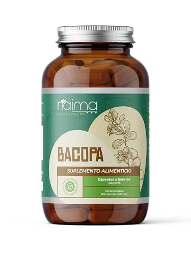 NAIMA Bacopa, 120 Cápsulas | Adaptógeno 100% Natural | Cápsulas Veganas | Claridad mental, Antiaging, Vitalidad Diaria, Energía Natural | Suplemento Vegano con Nutrientes Esenciales | Adaptogens