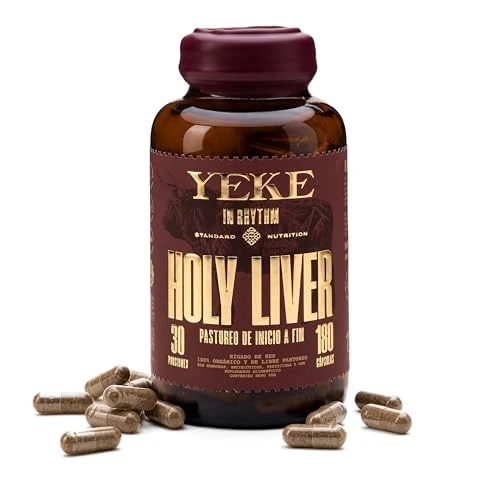 YEKE Holy Liver - El Multivitamínico de la Naturaleza Base De Hígado de Res - 100% Orgánico - Rico en Vitaminas A, B12 y K2 - Coenzima Q10 - Hierro Hemo, Cobre y Biotina - 180 Cápsulas - Sin OGM