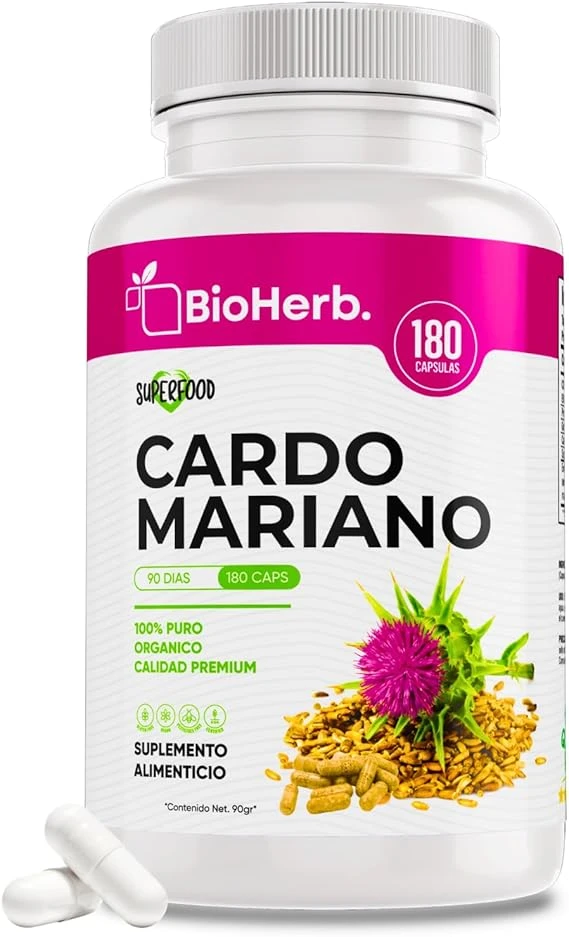 Cardo Mariano 100% Puro (Extracto de Silimarina) [Extremadamente Eficaz] |Calidad Suprema | Rapida Absorcion | Suministro Para 90 Dias | 180 Capsulas de 500mg - Milk Thistle