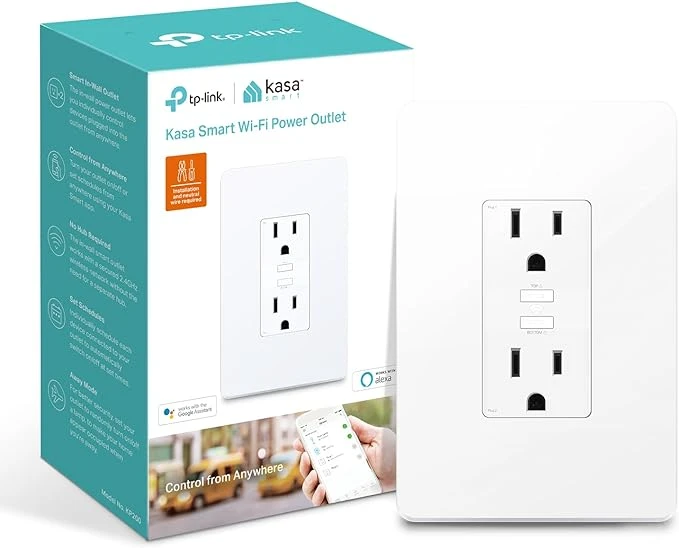 Mini enchufe WiFi, enchufe de pared WiFi inteligente de Kasa, Blanco