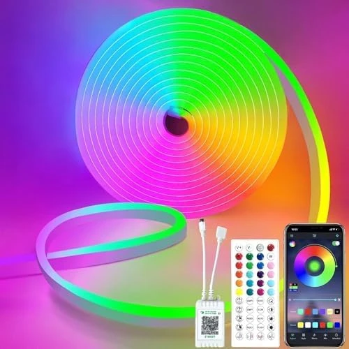 Tira LED Neon RGB Bluetooth 5M 360LED, RGB Luces Led para Cuarto