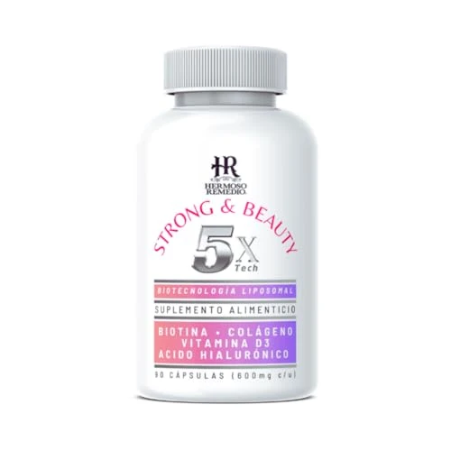 Biotina Colágeno Acido Hialuronico Vitamina D3 | Suplemento Alimenticio Multivitaminico Cabello Piel Uñas | Liposomal de Alta Absorción | Hermoso Remedio | 90 Cápsulas