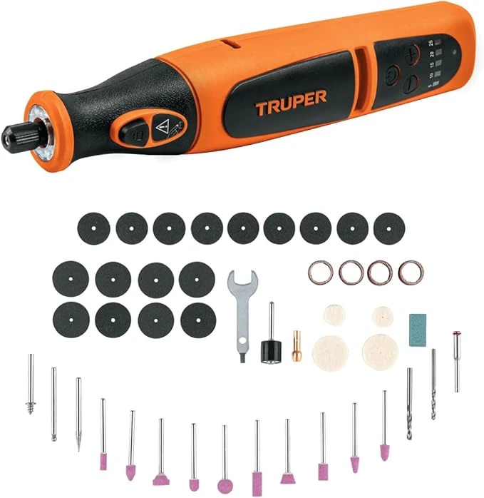 Herramienta rotativa inalámbrica 7.2 V profesional con 45 accesorios y estuche