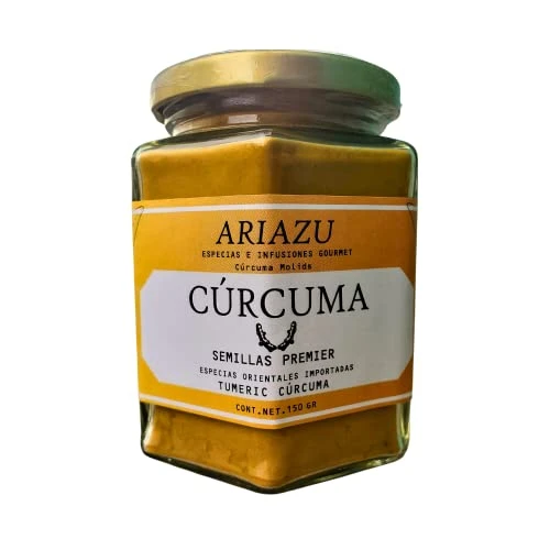 ARIAZU CURCUMA ORGANICA EN POLVO 150 GRAMOS FRASCO HERMETICO REUTILIZABLE ESPECIAS TE DE CURCUMA SAZONADOR
