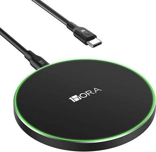 Cargador Inalámbrico 15W, Wireless Charger Qi con Cable 3A Compatible para iPhone, Samsung, Huawei, Xiaomi, Airpods 3rd etc