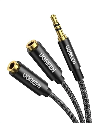 Adaptador para Dos Auriculares, Cable Nylon Trenzado Audio Estéreo Splitter con Doble Salida Jack 3.5mm