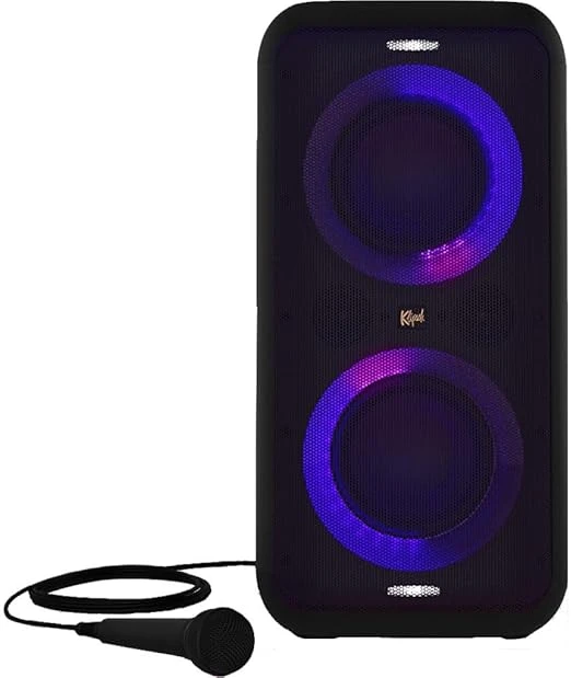 Bocina inalámbrica portátil, negro, modos multicolor, refuerzo de graves, 2 woofer de 6.5" y 2 tweeter de 2", reproducción de 8 horas (reacondicionado)