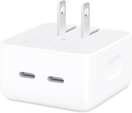 Adaptador de corriente compacto con dos puertos USB-C de 35 W de Apple