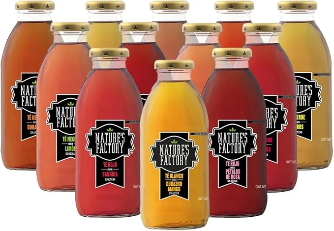 Nature's Factory Doce Pack Te Liquido Sabor Variado Cero Calorías sin Azúcar de 485 ml Paquete de 12 Piezas