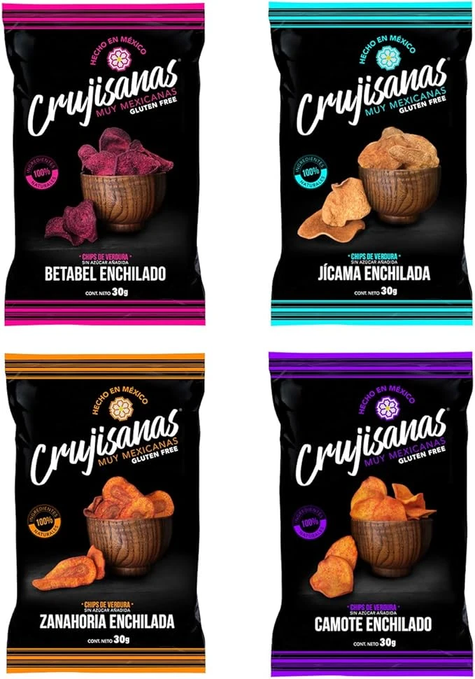 SNACKS VEGETALES CAMOTE, BETABEL, ZANAHORIA, JICAMA CAJA 12 BOLSAS DE 30 GRS