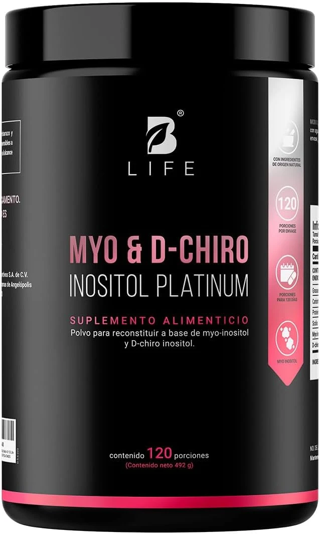 Myo y D-Chiro Inositol 120 días de consumo. Mezcla de 40:1. Myo & D-Chiro Inositol Platinum 492 Gramos. B Life
