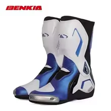 Botas de motocicleta BENKIA Blanco con Azul