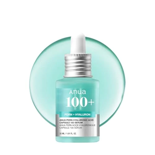 Anua PDRN - Cápsula de ácido hialurónico 100, suero facial radiante, ácido hialurónico, hidratación, efecto de relleno de humedad, color natural, sin fragancia, cuidado de la piel coreano,